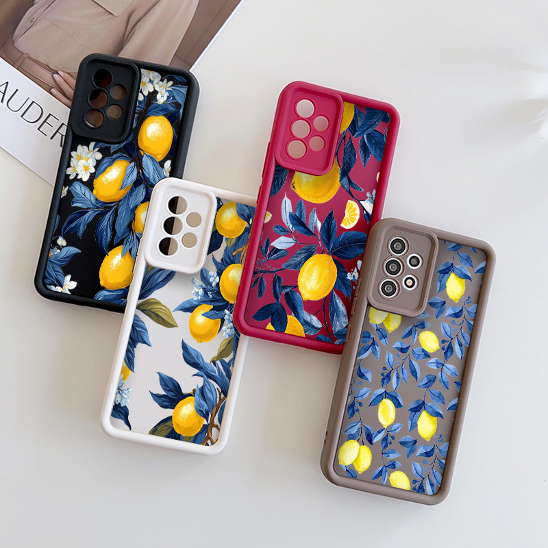 Phone Cases Yellow - Creative Blue Leaf Yellow Lemon Fresh