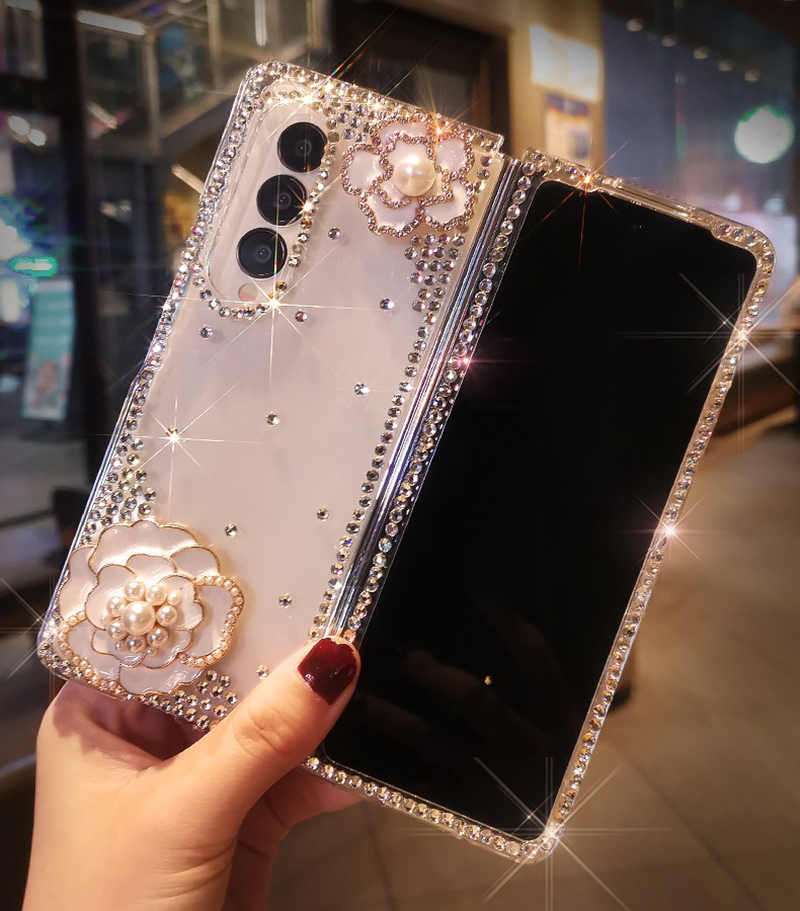 Phone Cases Ysl - Luxury Diamond Pearl Camellia Phone Cover