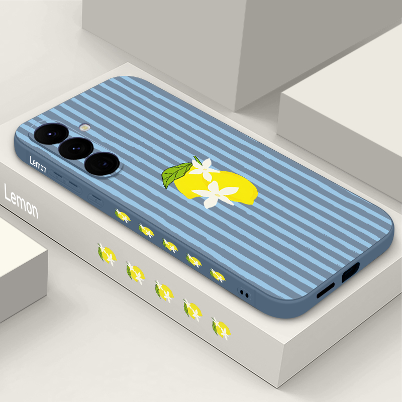 Phone Cases Samsung S25 - Stripe Lemon Print TPU Phone Case