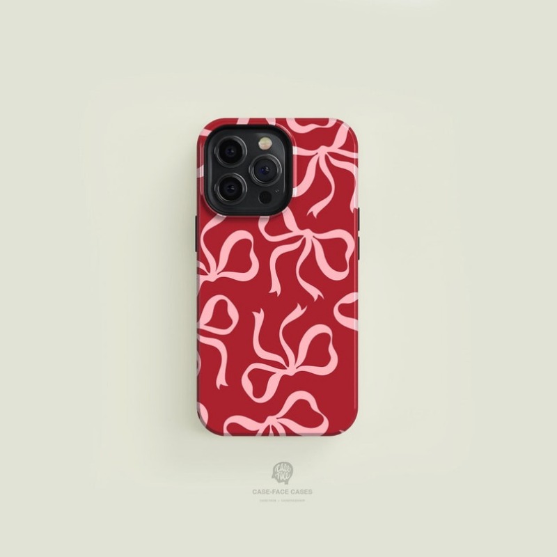Phone Cases Ysl - Pink Bows on Red Case For