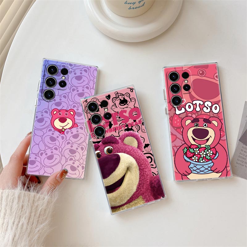 Phone Cases Samsung S25 - Strawberry Bear Lotso Transparent Case For