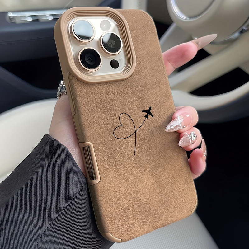 Phone Cases Art - Airplane Route Love Heart Design Faux
