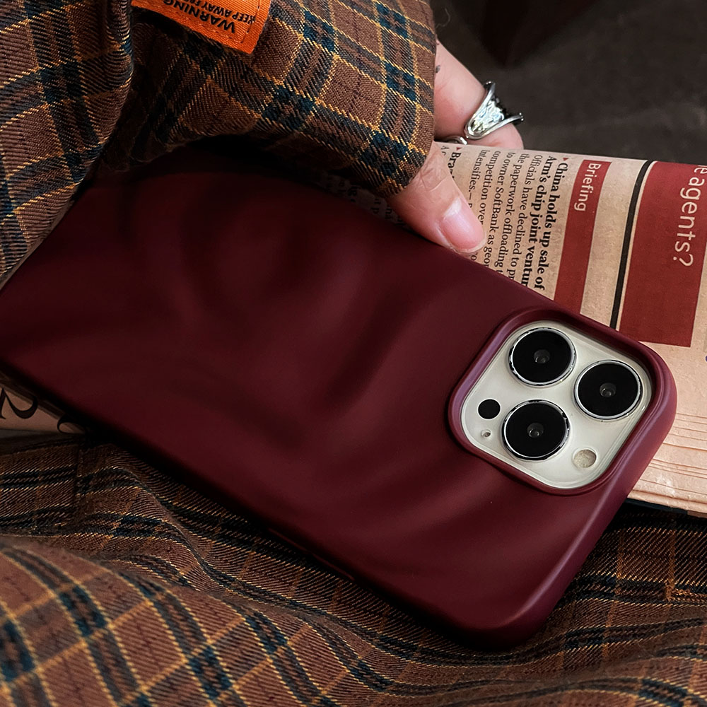 Ins Winter Wine Red 3D Pleats  - Phone Cases Ysl review and price