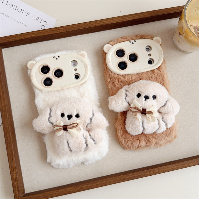 3D Cartoon Bowknot Puppy Warm  - Phone Cases Apple review and price