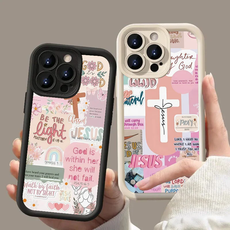 Slogan With Pink Cross Graphic - Phone Cases Jesus review and price