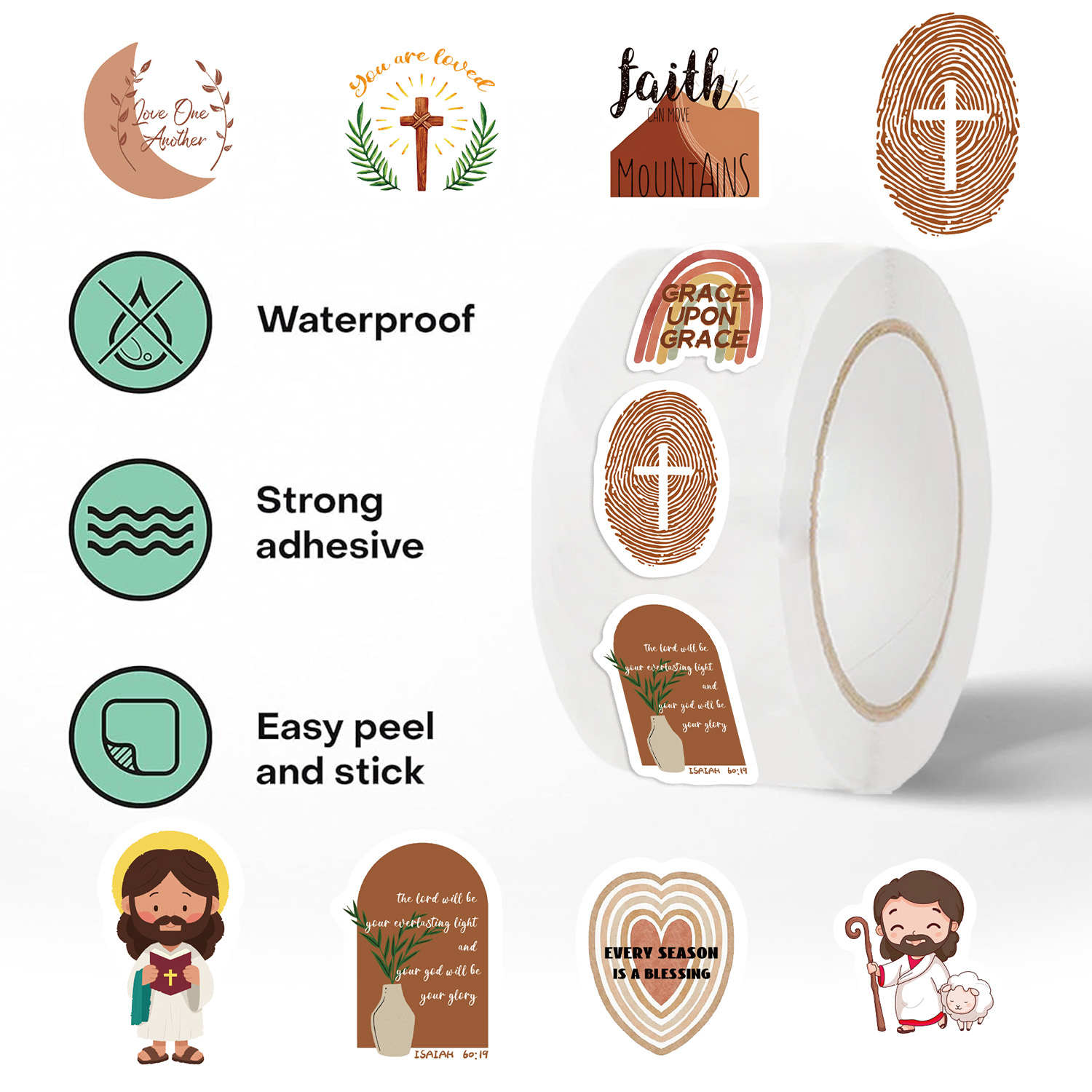 500pcs/roll Jesus Stickers Exq - Phone Cases Jesus review and price