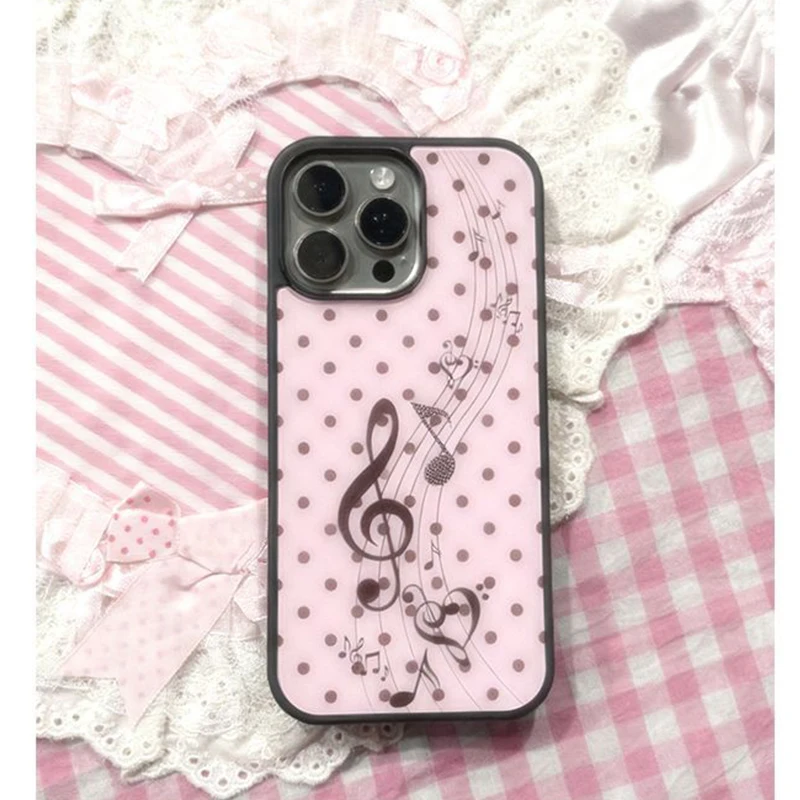 Korean ins Pink Brown Polka Do - Phone Cases Kawaii review and price
