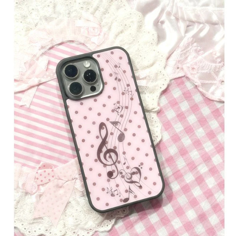 Korean ins Pink Brown Polka Do - Phone Cases Kawaii review and price