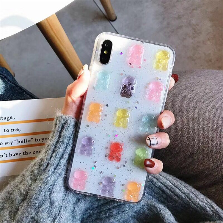 Cute 3D Colorful Bear Drop Glu - Phone Cases Xr Cute review and price