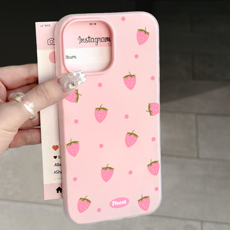 Sweet Pink Strawberry Pattern  - Phone Cases Iphone 11 review and price