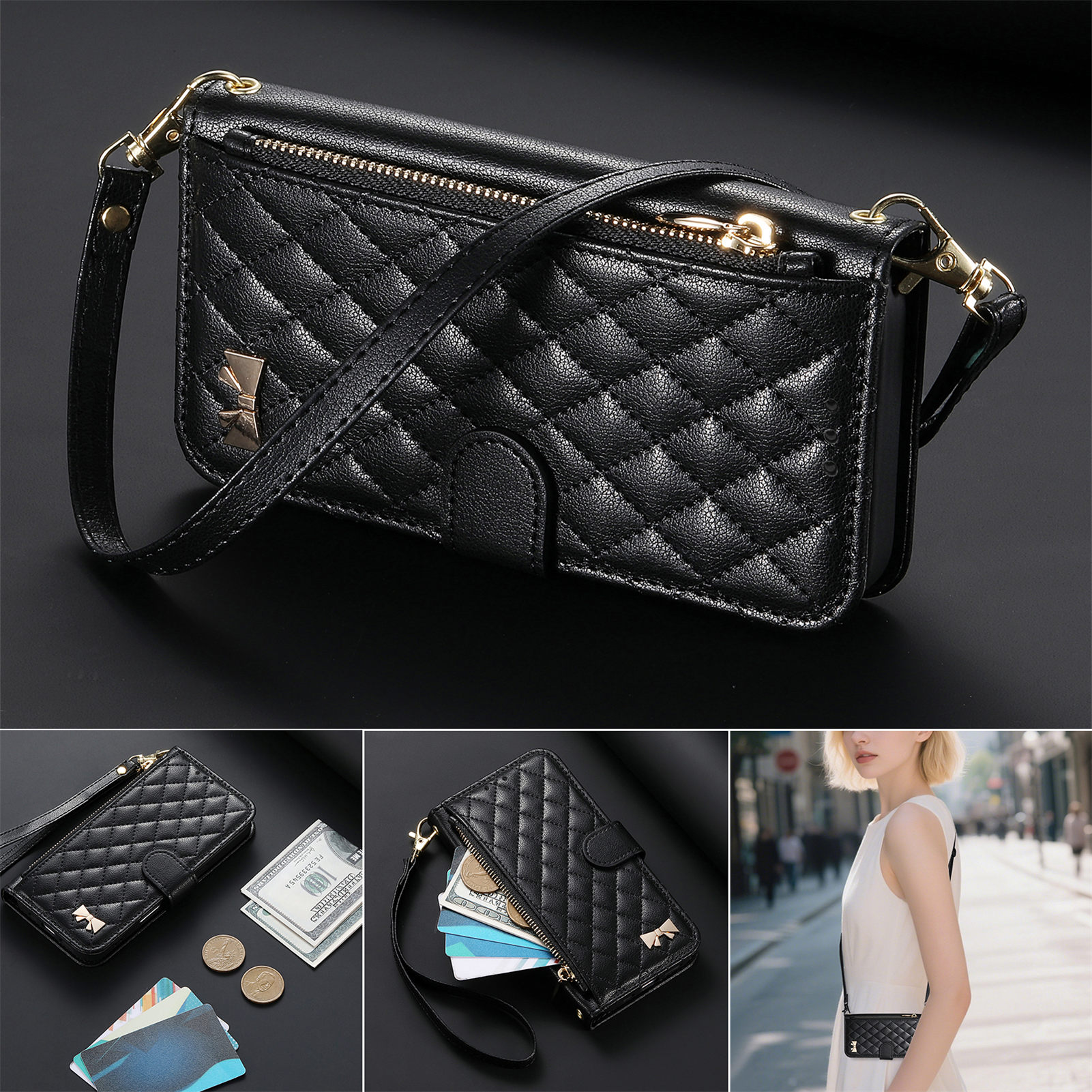 PU Leather Crossbody Flip Wall - Phone Cases With Loop review and price