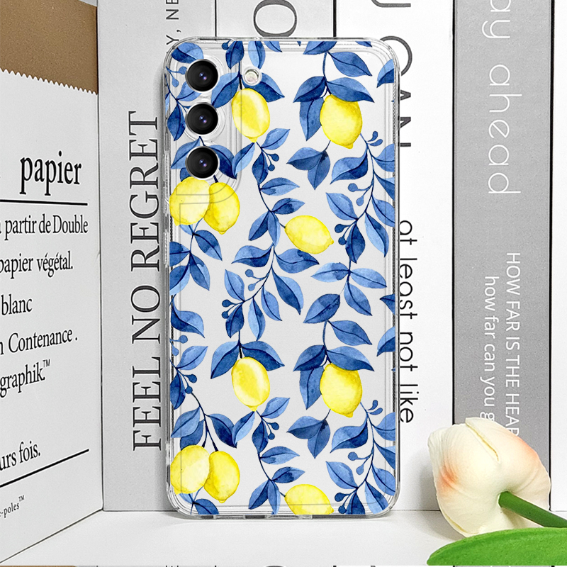 Cute Blue Leaf Yellow Lemon Fr - Phone Cases Yellow review and price