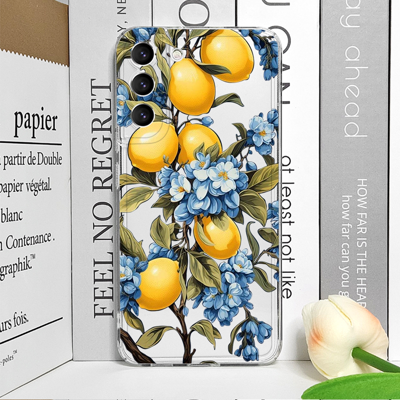 Cute Blue Leaf Yellow Lemon Fr - Phone Cases Yellow review and price