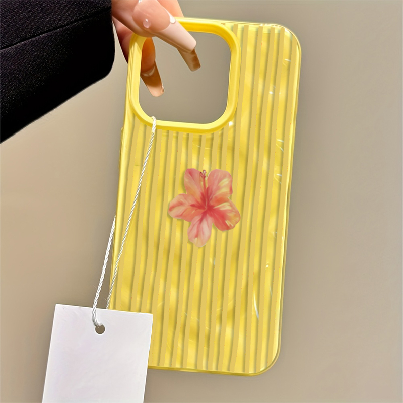 Yellow Striped Pink Flower Aes - Phone Cases Yellow review and price