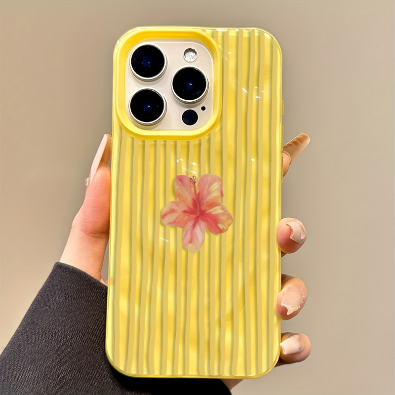 Yellow Striped Pink Flower Aes - Phone Cases Yellow review and price