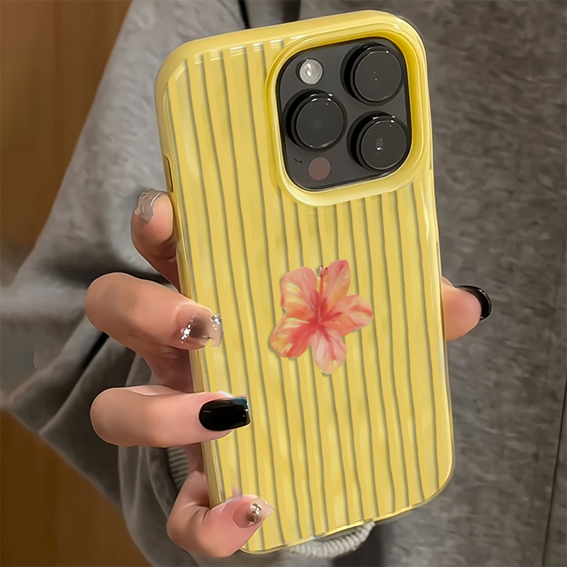 Yellow Striped Pink Flower Aes - Phone Cases Yellow review and price
