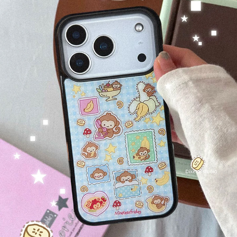 Korean Ins Blue Yellow Monkey  - Phone Cases Yellow review and price