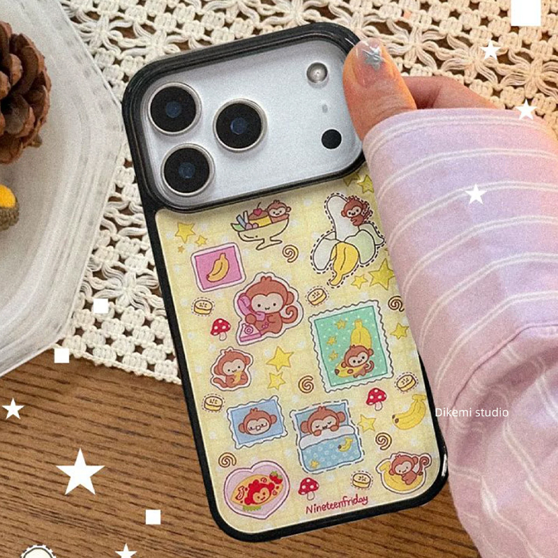 Korean Ins Blue Yellow Monkey  - Phone Cases Yellow review and price